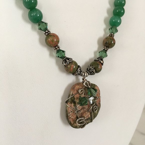 Vintage Agate Semi-Precious Pendant Necklace MINT - Picture 3 of 9